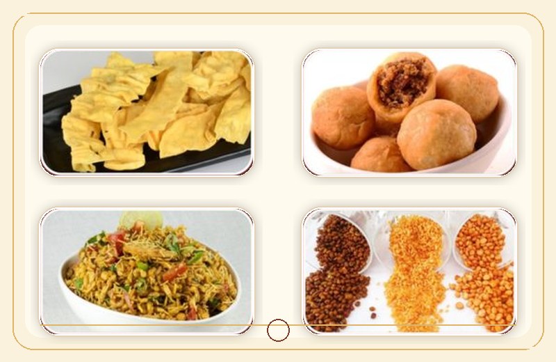Farsan, bhel and kathol product selection from Vijayrath menu