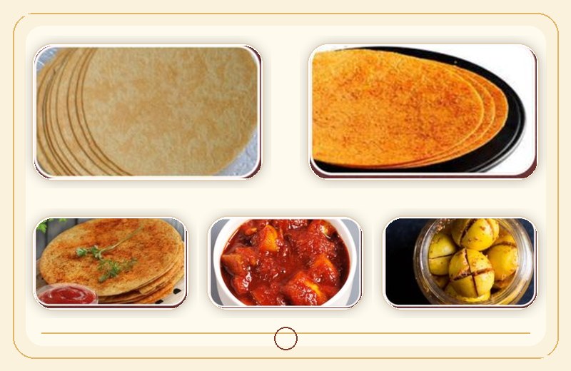Khakhra and pickle product selection from Vijayrath menu
