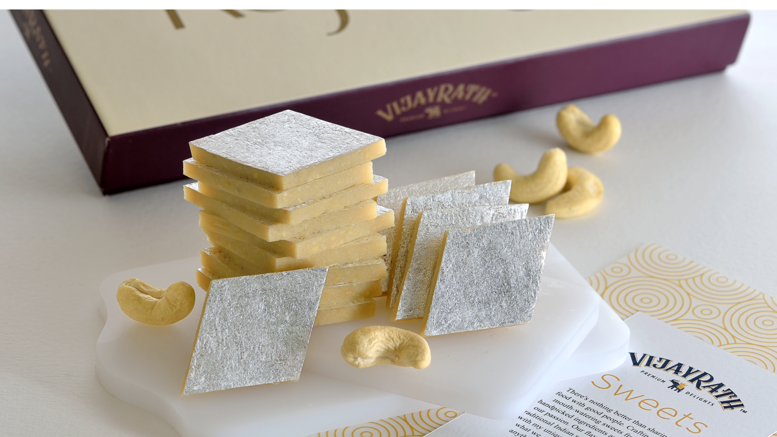 Vijayrath mithai pieces with premium presentation